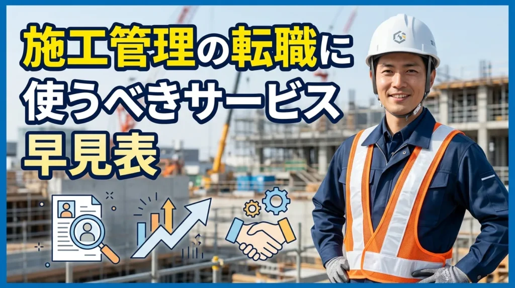 【最速早見表】施工管理の転職に使うべきサービス 