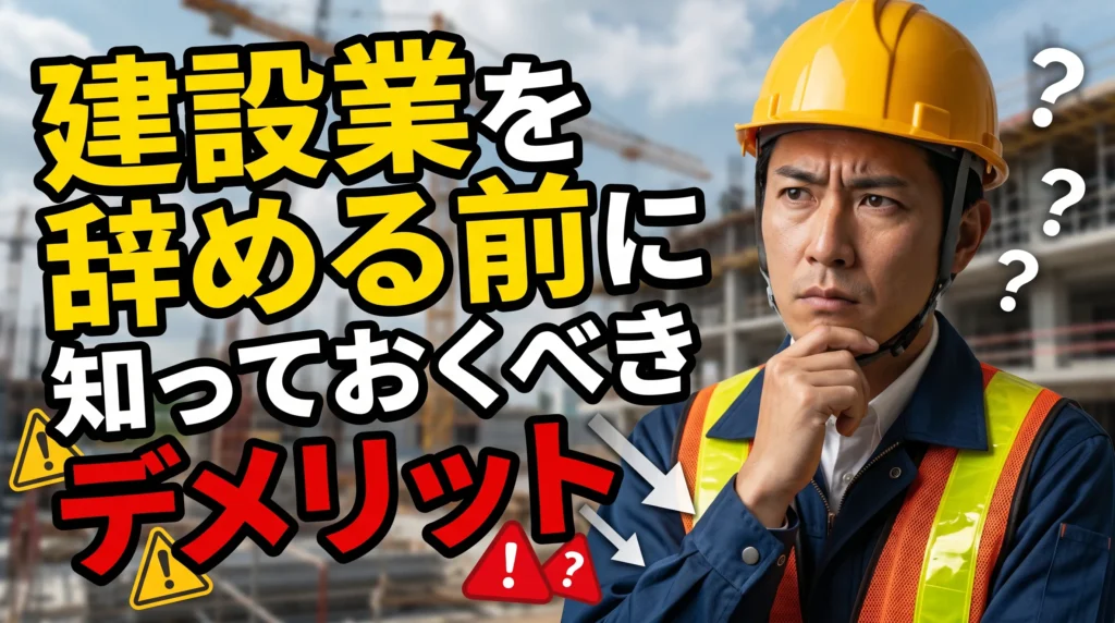 建設業を辞める前に知っておくべきデメリット