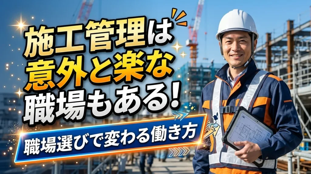 施工管理は意外と楽な職場もある！職場選びで変わる働き方の現実