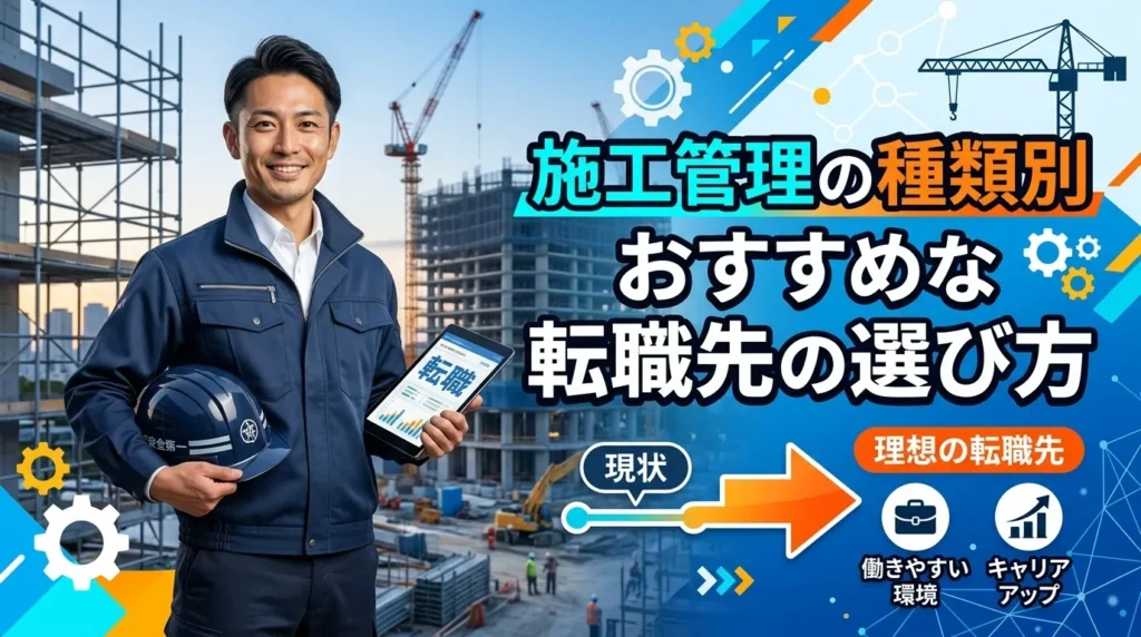 施工管理の種類別おすすめ転職先の選び方