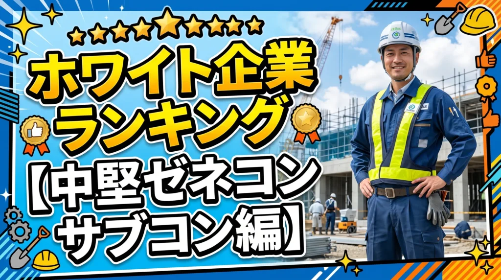 現場監督経験を活かせるホワイト企業ランキング【中堅ゼネコン・サブコン編】
